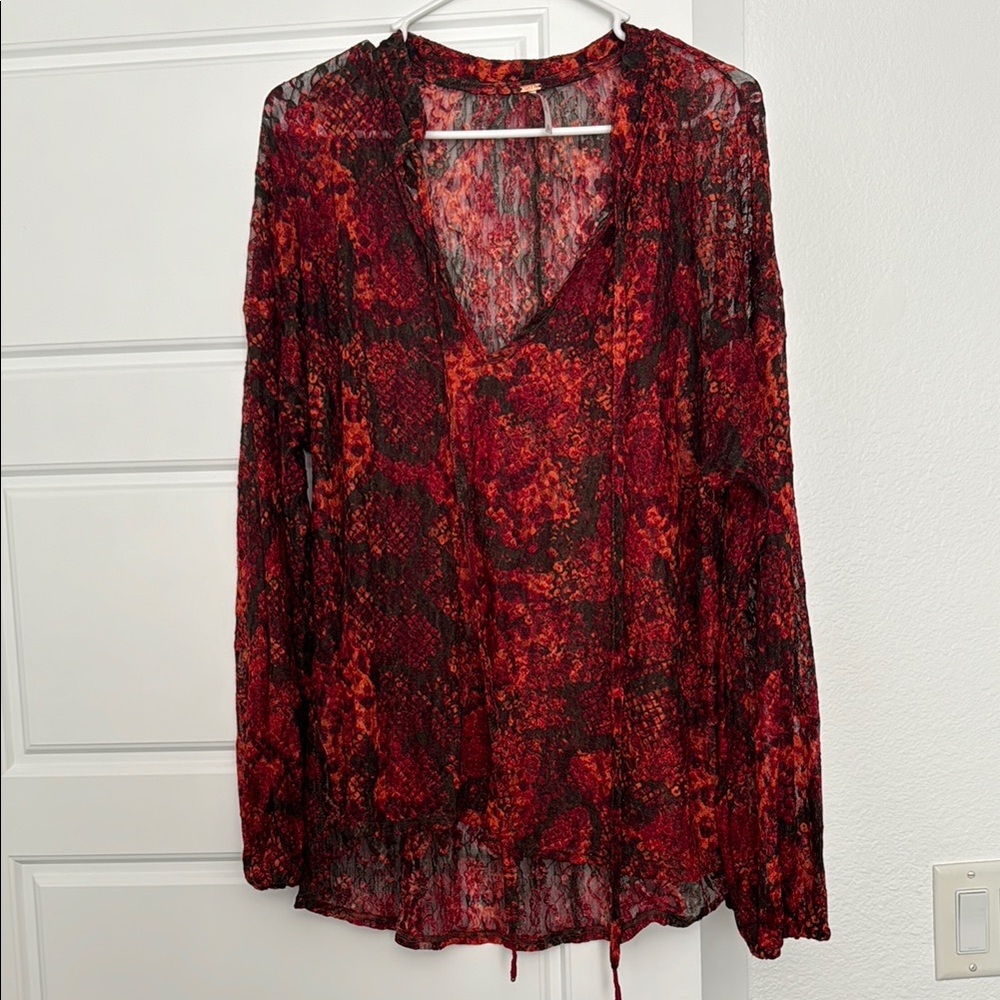 Free People Snake Skin Sheer Top